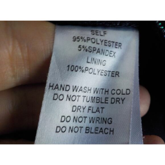 Windsor Blue Glitter Stripes Bodycon Dress Women size Small Zip Up Stretch - Picture 9 of 9